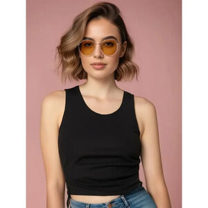 Good American‎ Women's Ruched Side Tank Top Black Size 4 Sleeveless Casual